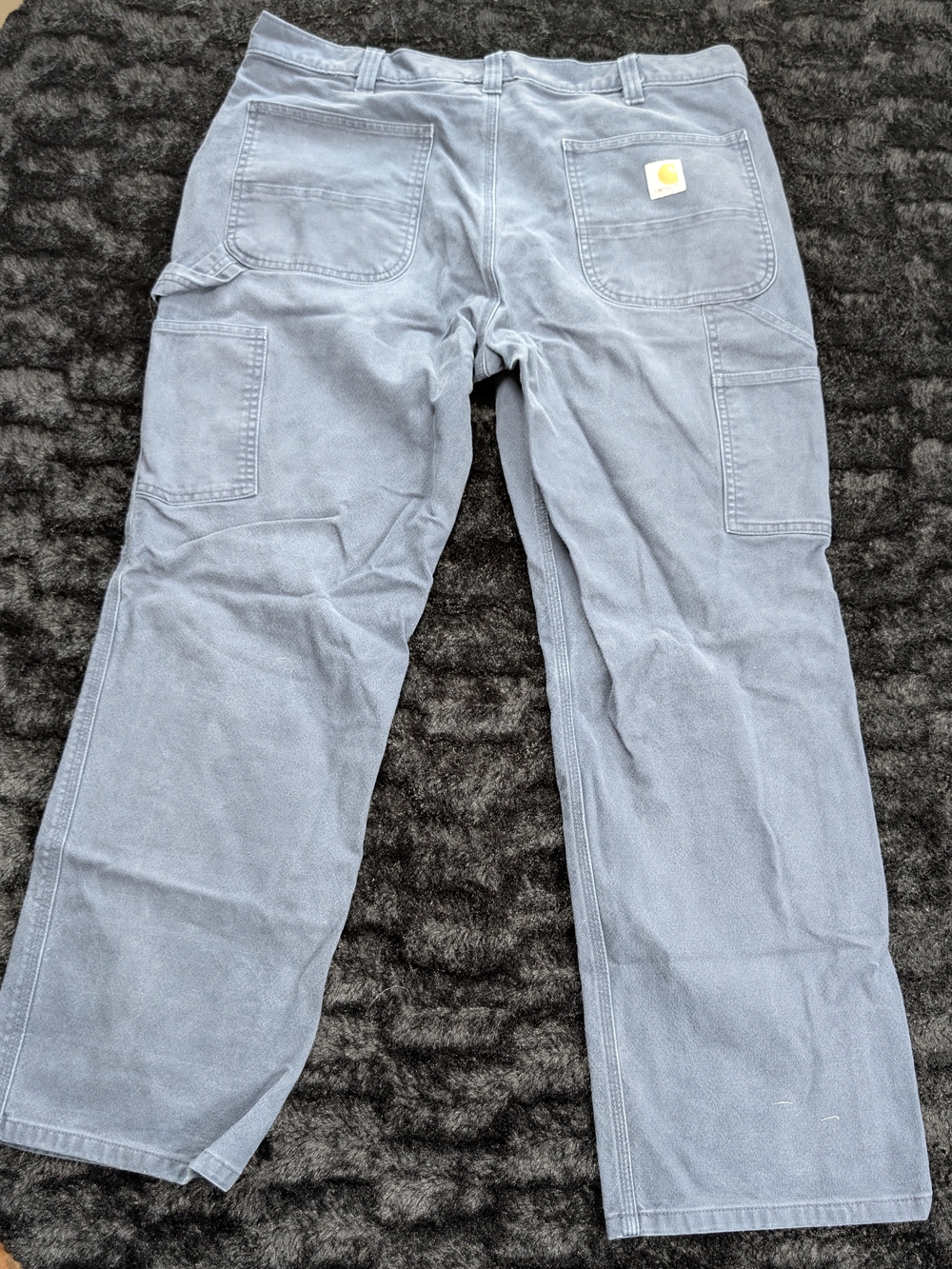 Carhartt 103279 Men 38x30 Relaxed Fit Blue Work Pants Rugged Flex Paint Stains